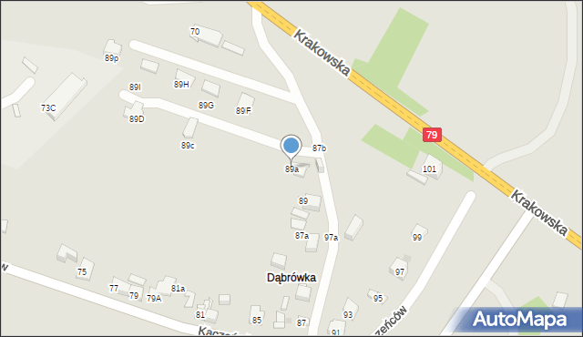 Jaworzno, Kaczeńców, 89a, mapa Jaworzno