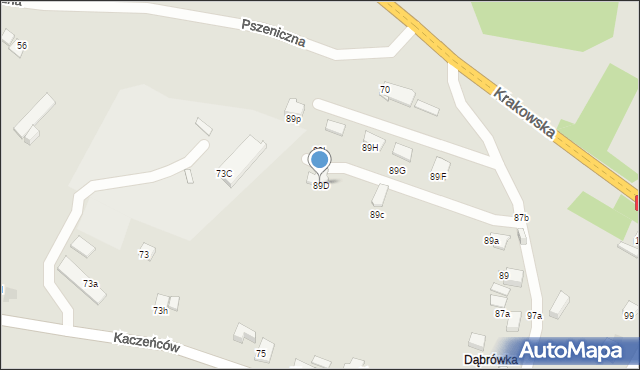 Jaworzno, Kaczeńców, 89D, mapa Jaworzno