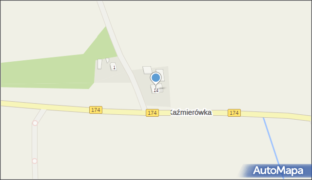 Jędrzejewo, Kaźmierówka, 14, mapa Jędrzejewo