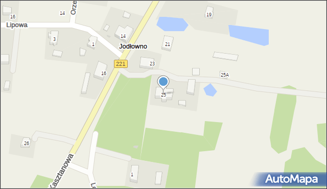 Jodłowno, Kasztanowa, 25, mapa Jodłowno