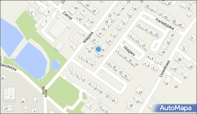 Józefosław, Kanadyjska, 1, mapa Józefosław