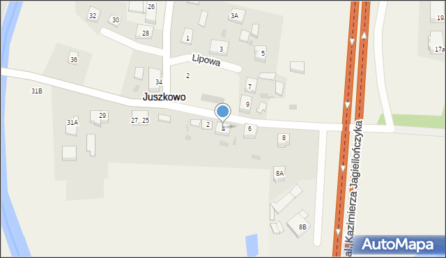 Juszkowo, Kasztanowa, 4, mapa Juszkowo