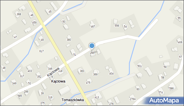 Kąclowa, Kąclowa, 293, mapa Kąclowa
