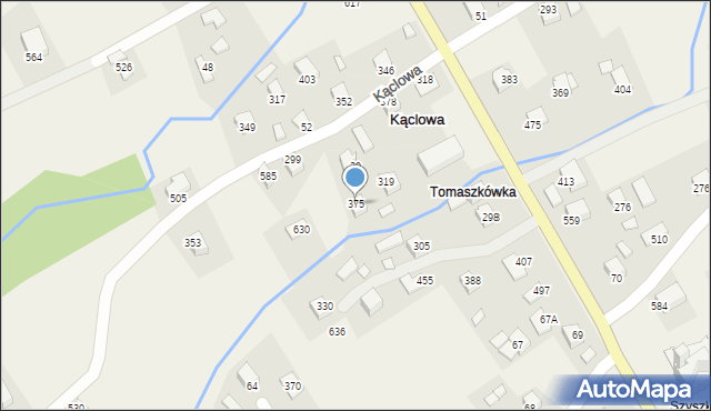 Kąclowa, Kąclowa, 375, mapa Kąclowa