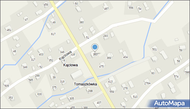 Kąclowa, Kąclowa, 383, mapa Kąclowa