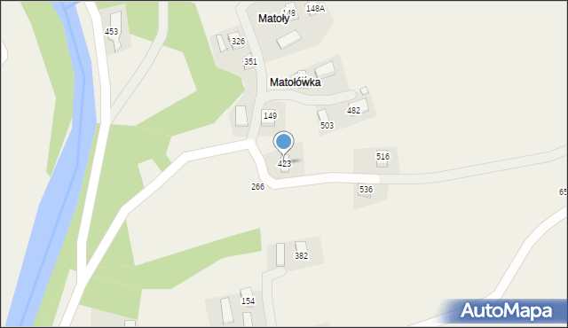 Kąclowa, Kąclowa, 423, mapa Kąclowa