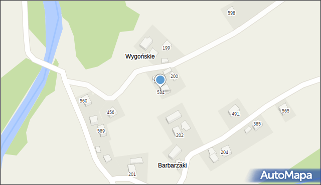 Kąclowa, Kąclowa, 534, mapa Kąclowa