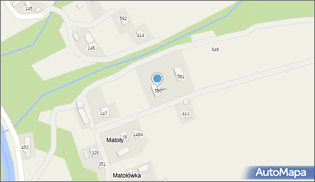 Kąclowa, Kąclowa, 580, mapa Kąclowa