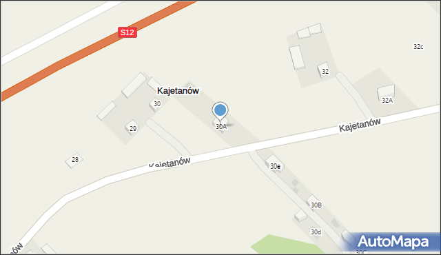 Kajetanów, Kajetanów, 30A, mapa Kajetanów