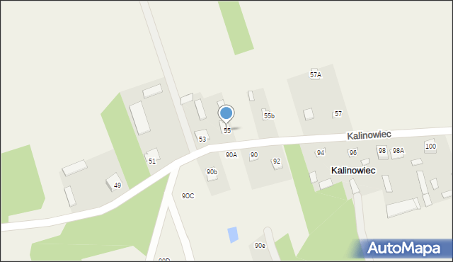 Kalinowiec, Kalinowiec, 55, mapa Kalinowiec