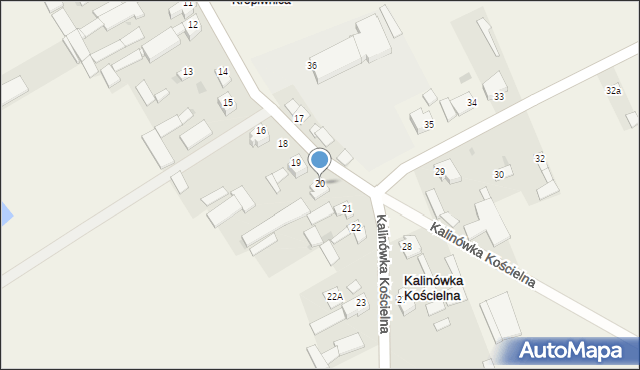 Kalinówka Kościelna, Kalinówka Kościelna, 20, mapa Kalinówka Kościelna