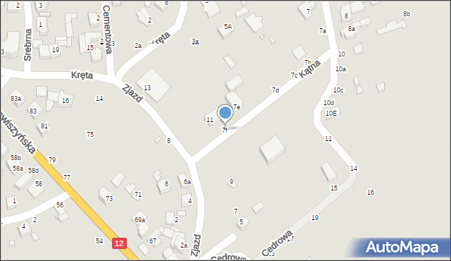 Kalisz, Kątna, 7f, mapa Kalisza