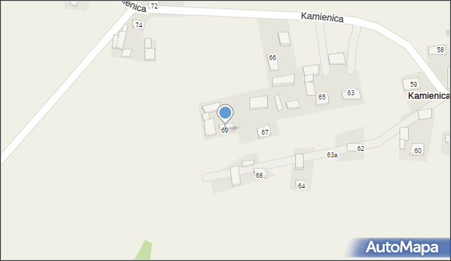 Kamienica, Kamienica, 69, mapa Kamienica