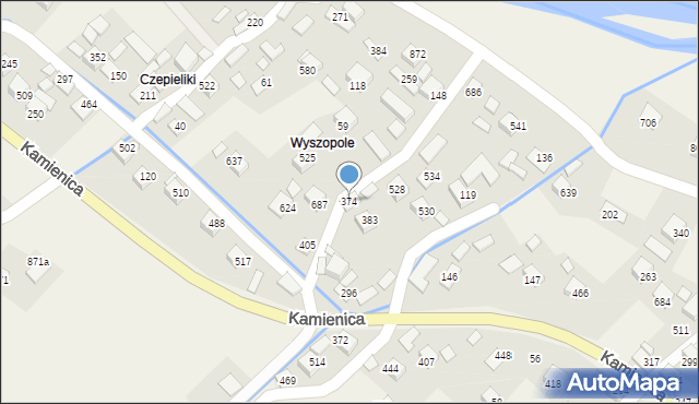 Kamienica, Kamienica, 374, mapa Kamienica