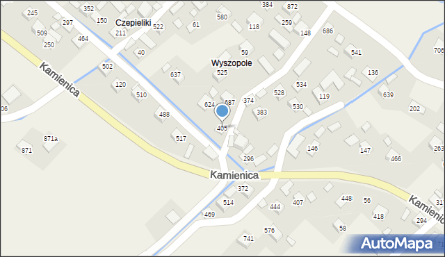 Kamienica, Kamienica, 405, mapa Kamienica