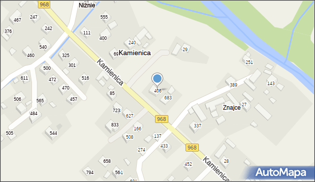 Kamienica, Kamienica, 406, mapa Kamienica