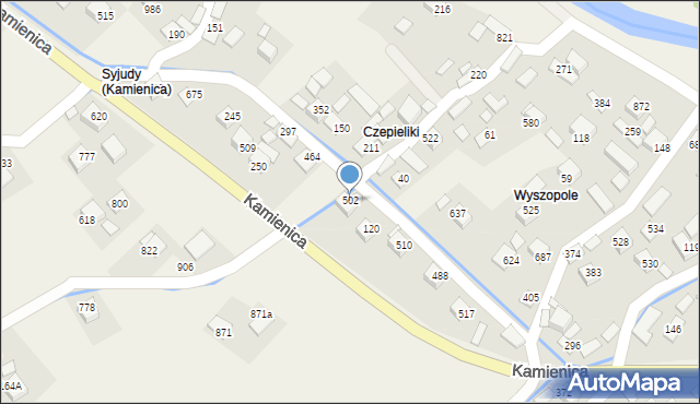 Kamienica, Kamienica, 502, mapa Kamienica