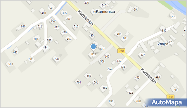 Kamienica, Kamienica, 833, mapa Kamienica