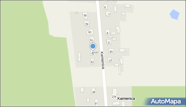 Kamienica, Kamienica, 62, mapa Kamienica