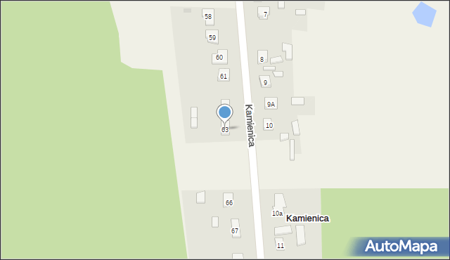 Kamienica, Kamienica, 63, mapa Kamienica