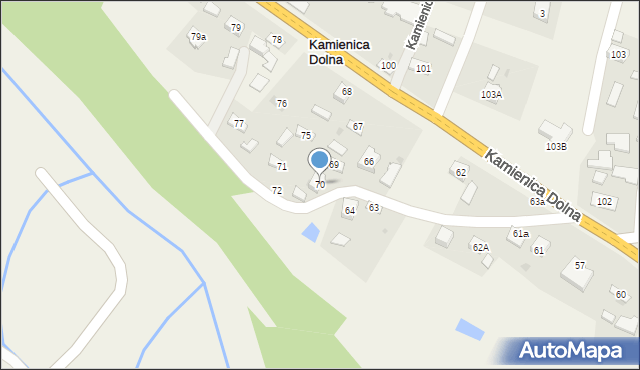 Kamienica Dolna, Kamienica Dolna, 70, mapa Kamienica Dolna