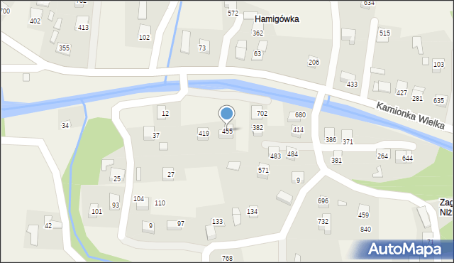 Kamionka Wielka, Kamionka Wielka, 455, mapa Kamionka Wielka