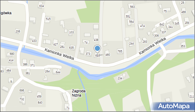 Kamionka Wielka, Kamionka Wielka, 610, mapa Kamionka Wielka