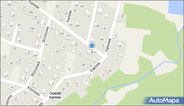 Kaniów, Kaniów, 9, mapa Kaniów