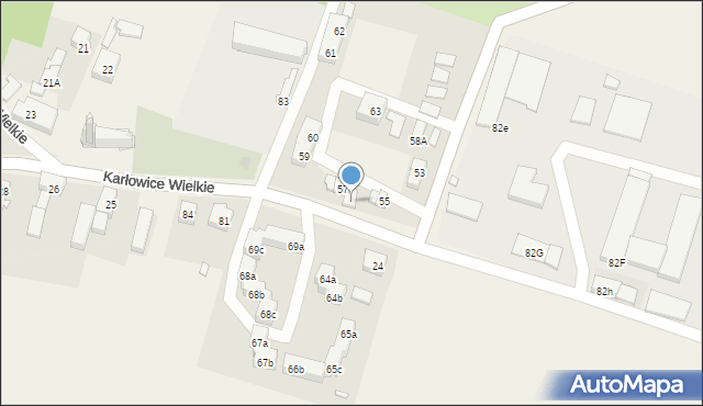 Karłowice Wielkie, Karłowice Wielkie, 57a, mapa Karłowice Wielkie