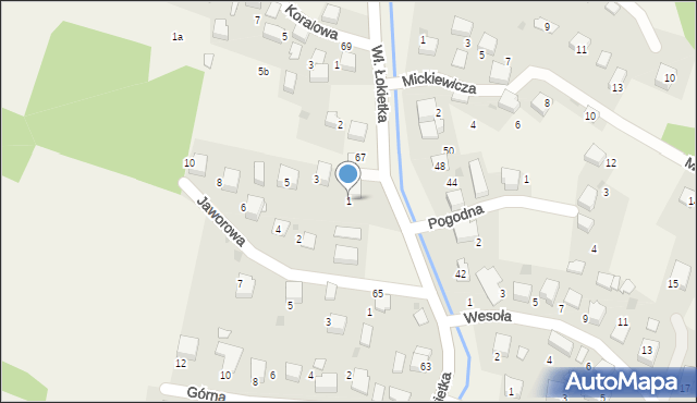 Karniowice, Kasztanowa, 1, mapa Karniowice