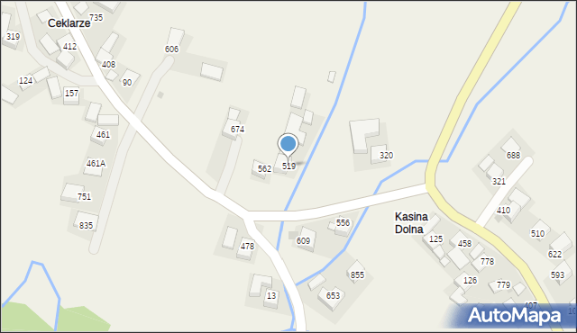 Kasina Wielka, Kasina Wielka, 519, mapa Kasina Wielka