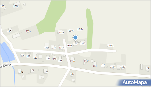 Kąśna Dolna, Kąśna Dolna, 134f, mapa Kąśna Dolna