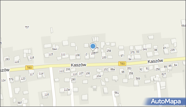 Kaszów, Kaszów, 105, mapa Kaszów