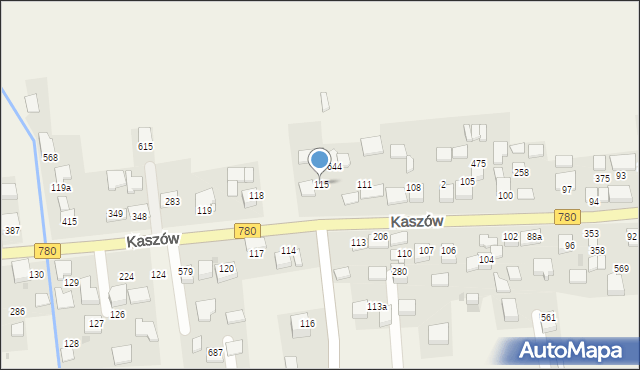 Kaszów, Kaszów, 115, mapa Kaszów