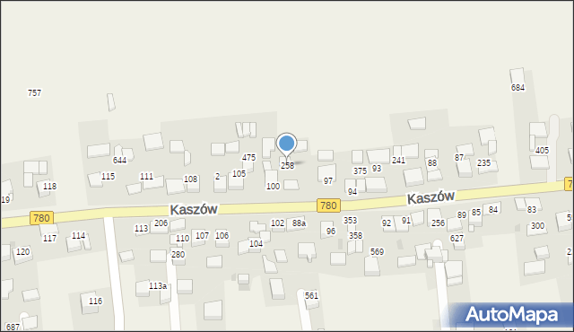 Kaszów, Kaszów, 258, mapa Kaszów