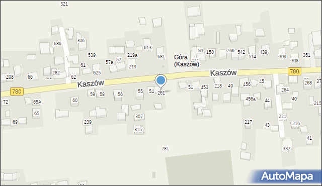 Kaszów, Kaszów, 261, mapa Kaszów