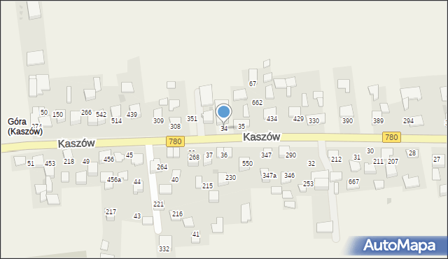 Kaszów, Kaszów, 34, mapa Kaszów