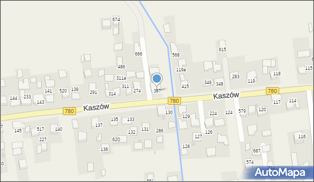 Kaszów, Kaszów, 387, mapa Kaszów