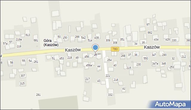 Kaszów, Kaszów, 45, mapa Kaszów