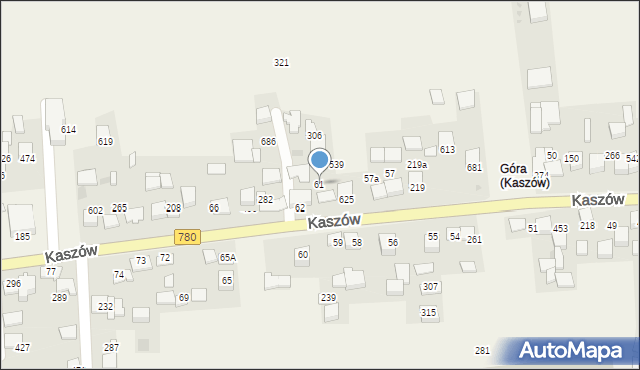 Kaszów, Kaszów, 61, mapa Kaszów