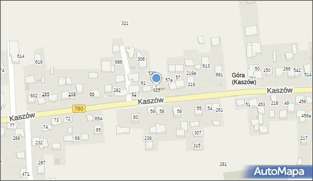 Kaszów, Kaszów, 625, mapa Kaszów