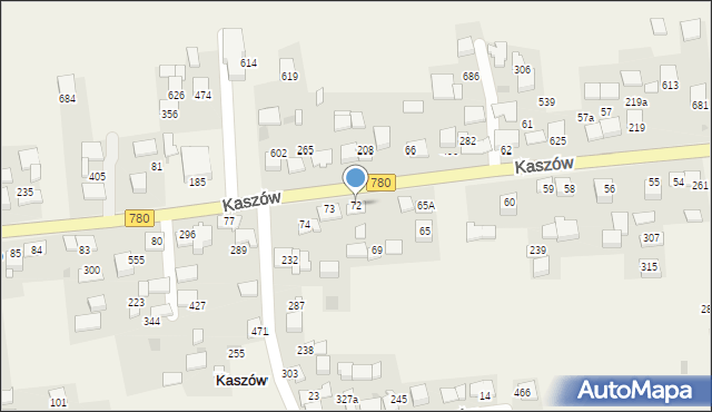 Kaszów, Kaszów, 72, mapa Kaszów