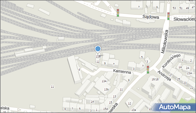 Katowice, Kamienna, 11B, mapa Katowic