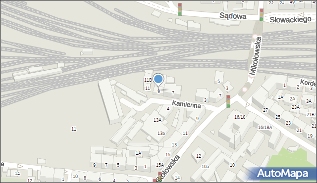 Katowice, Kamienna, 9, mapa Katowic