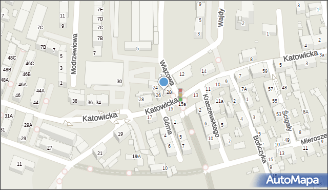 Katowice, Katowicka, 22, mapa Katowic