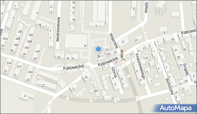 Katowice, Katowicka, 28, mapa Katowic