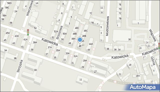 Katowice, Katowicka, 46, mapa Katowic