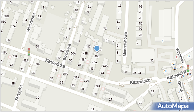 Katowice, Katowicka, 46B, mapa Katowic