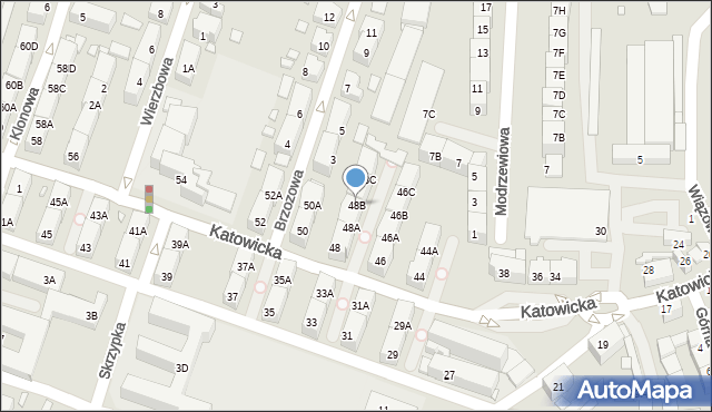 Katowice, Katowicka, 48B, mapa Katowic