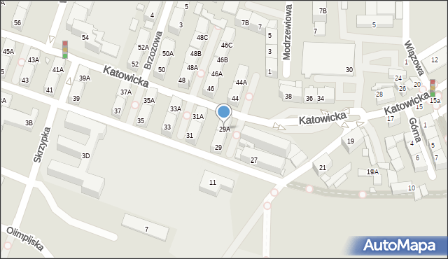 Katowice, Katowicka, 29A, mapa Katowic